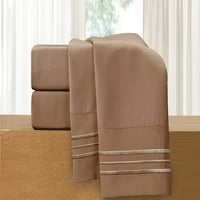 Elegantna udobnost Silky-soft-meka - 4-komadni krevet bez boraba, duboki džep do, kraljice, taupe