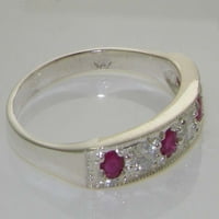 Sterling srebrni prirodni dijamant i rubin ženski prsten