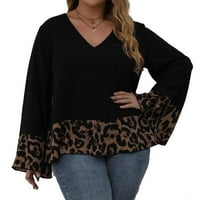 Womens plus bluze Leopard Print V izrez Peplum bluza 1xl višebojni
