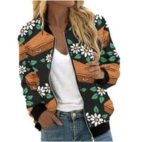 Bomber jakna za žene, ženska jakna za bomber Halloween tiskane casual jakne lagani zip up jakna kaput