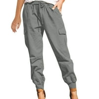 Žene modne čvrste boje Kombinezone džepnih pantalona Ležerne hlače