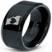 Tungsten Missouri prikaži mi državne srčane prstene za muškarce Žene Udobnost Fit crni oguljeni rub