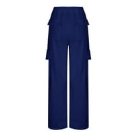 Ženski teretni duks casual baggy fleece visokog struka joggers hlače plavi xxl