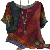 Ženski kratki rukav Ležerni labav majica Cvjetni praznični vrhovi bluza plus veličina