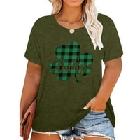 Ljetna bluza Ženska modna casual udobna St. Patrickov dan tiskani o-vrat kratkim rukavima TOP bluza Dame Top Army Green S