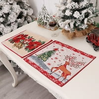 Pnellth božićni placemat slatka crtani božićni tiskani pletena tkanina podmetača toplotna izolacija