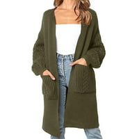 HUNPTA modne žene čvrsti pleteni džepovi dugih rukava Džemper sa džemper od kardigana