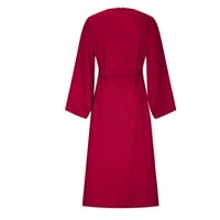 Dugi rukav klirence za obuću ženske proljeće i ljetni okrugli vrat Sequin haljina kratkih rukava velika haljina vino 10