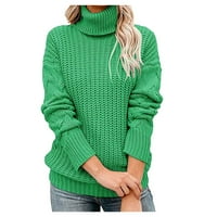 Floleo ženski džemper čišćenje pada zimske modne žene casual o-vrat turtleneck solid boja dugi rukavi