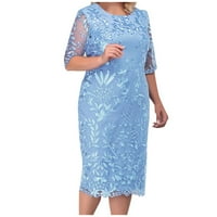 Haljina za ženske ležerne čipke za vezom za patchwork srednje dužine haljina