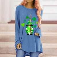 Amidoa ženski povremeni okrugli vrat St.Patrick Print majica s dugim rukavima Top bluza poklon za par