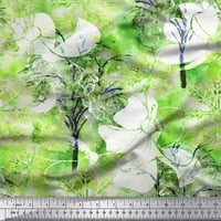 Soimoi Japan Crepe Satin tkanina Snowflake & Tree akvarel tkanini otisci dvorišta široko