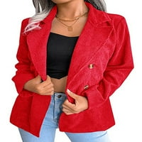Capreze ženske ležerne bluže gumbi dvostruko grudi kardigan jakne ured poslovnih jakne dugih rukava crvena m