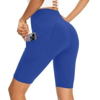 Finelylove joga biciklističke kratke hlače Ženske vježbanje kratke hlače Visoki struk rast yoga solid blue xl