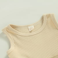 Treegren Toddler Baby Girt Knit džemper Dress Deca Solid Boja rebraste ruffle Duge ruhove Haljine Top Jesen Zimske odjeće