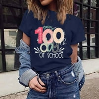Majice kratkih rukava za žene kratki rukav bluze Regularne fit t majice Pulover tees vrhovi sretni 100.