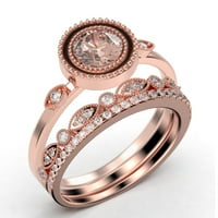 Prekrasna Art Nouvea 2. CT Round Morgatit i dijamantni zaručnički prsten, boho moissinite vjenčani prsten,