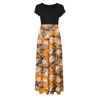 Bazyrey ženski kratki rukav okrugli vrat Maxi haljina ženske ljetne haljine modni casual cvjetni print