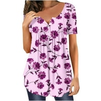 AUFMER Grafičke majice Ženska modna tiskana labava majica kratkih rukava Bluza okrugli vrat casual