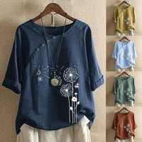 Bicoasu ženski vrhovi ženski okrugli vrat kratki rukav ležerne majice na vrhu majice na vrhu ljetnih