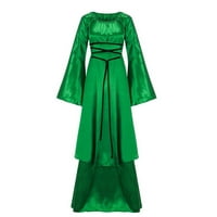 Jerdar Renesansna haljina za žene, gotički Halloween kostim srednjovjekovna vjenčanica, čvrsta spajana haljina s dugim rukavima, gotički viktorijanski vampir maxi haljina zelena s