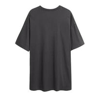 Moonker Womens Tops Košulje za žene Bluze Prevelike majicu kratkih rukava s kratkim rukavima Top Vintage Print 2XL siva