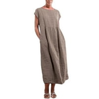 Proljetne haljine za žene casual crewneck haljina modni bat rukav sandresses bagesy džepovi posteljina