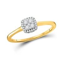 10k žuto zlatni okrugli dijamantni kvadratni prsten CTTW