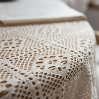 Crochet Hollow Stolcloth Početna Dekorativna pravokutna tkanina čipka Bež spavaća soba Stol za kavu