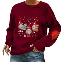 Žene s dugim rukavima Rround vrat Božićni tisak Ležerne prilike, majica vrhova pulover bluza hot8sl4487165