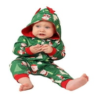Božićne pidžame za obitelj, dugih rukava zatvarač kapuljače, kombinezon sa kapuljačom, muškarci žene djeca bebe