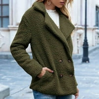 Ženska zimska jakna - dame topla jakna zimska solidna kaput prema dolje ovratnik Lambswoo vanjski odjeća zelena l