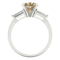 2. CT sjajan okrugli rez prozirni simulirani dijamant 18k bijelo zlato tromjesečni prsten sz 7