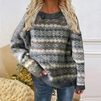 Idoravanski džemperi za žene za čišćenje žena i zimski okrugli vrat dugih rukava labav pulover pleteni