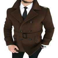 Sanviglor Muške kapute od graška reverl zimske tople jakne sa dvostrukim grudnim kaputom vunene kapute