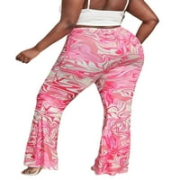 Dame plus veličine Palazzo hlače TUMMIJA CONTROL BELL Dno donje visoke struke Prevelike pantne pantne pantalone Yoga pansion Pink 1XL