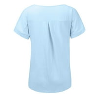 Yubatuo Ženske vrhove Žene V-izrez suncokret kratkog rukava i posteljina pulover majice vrhovi majice