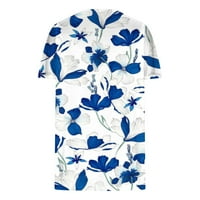 Žene ljetne vrhove cvjetna i lišća Tie-dye ispis bluza V-izrez kratka rukava kratka rukava casual i udobna majica za kratke majice labavi fit tee