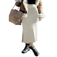 WRCNOTE Žene suknje Solid Color Midi suknja Visoka struka vreća boemske vunene marelice 4xl