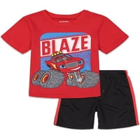 Blaze i čudovište Mašine Big Boys Grafička majica Mrežni kratke hlače Set Red Black 8
