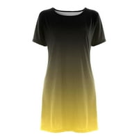 Proljetne haljine za žene kratki rukav okrugli vrat gradijentna haljina za tisak žuta xxl