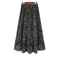 Suknje za žene za žene šifon casual visoki struk print ruffles a-line nagnuta ljuljačka duga suknja