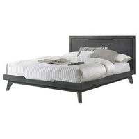 Modrest Soria 64x83 Moderna drvna i posteljina tkanina kraljevska kreveta u operu sivu