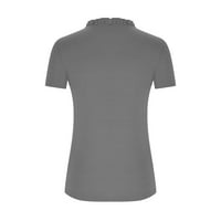 Ženske prevelike majice kratki rukav čvrsti V-izrez V-izrez Labavi fit košulje Ljetna casual majica Blouse Grey l, SAD Veličina: 8