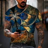 Muška proljetna ljetna casual o vrat tiskani majica kratkih rukava Top bluza plava + 3xl