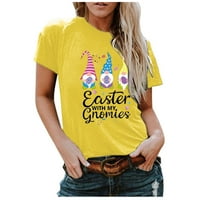 Majice za žene Modni Uskrsni Goblin Cvjetni print Okrugli vrat Labavi kratki rukav za bluzu za kratku