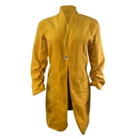 Pleteni džemper, ženski rukav s dugim rukavima s dugim rukavima dame kardigan kaput Business Officeu Yellow XL