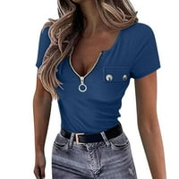 Ženska modna patentni zatvarač - izrez EIB pleteni tanak fit majica Active Jacket Ženska majica Juniors
