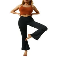 Loalirando Žene Crossover High Squak Yoga Flare Hlače Stretch Tummy Control Sports Working