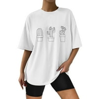 Žene T majice na vrhu Ležerne prilike za ispis Bijeli XL